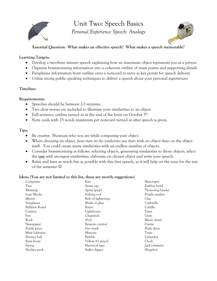 Public Speaking Basics Worksheet