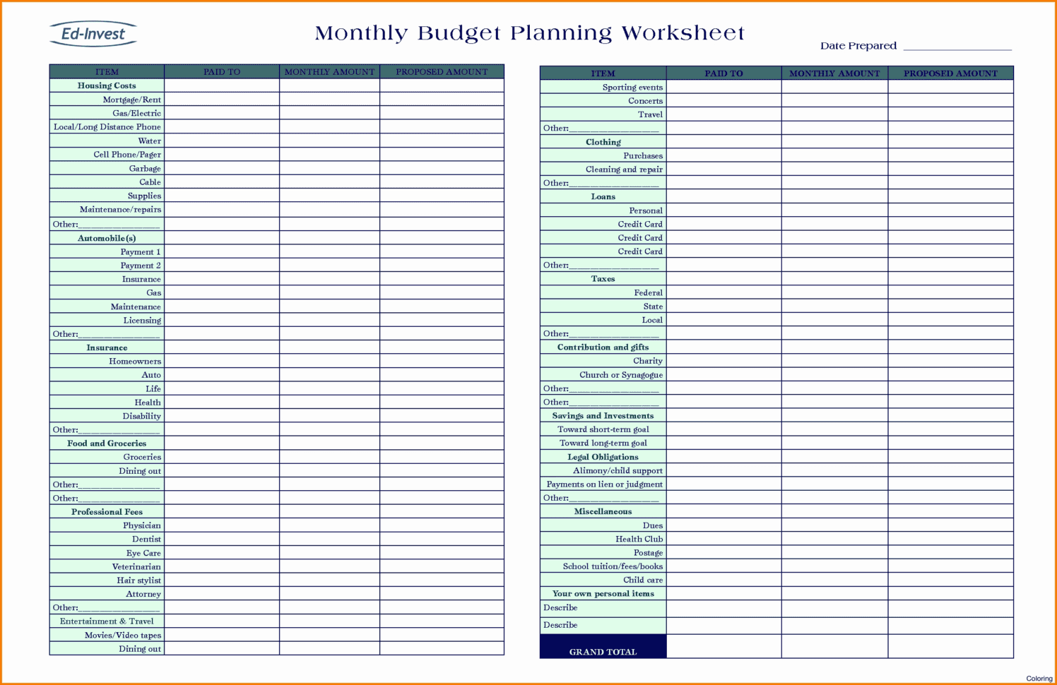 Personal Financial Planning Worksheets India Excel Sheet