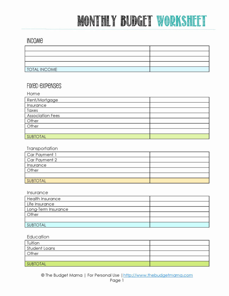 Personal Financial Planning Worksheets Math Planner