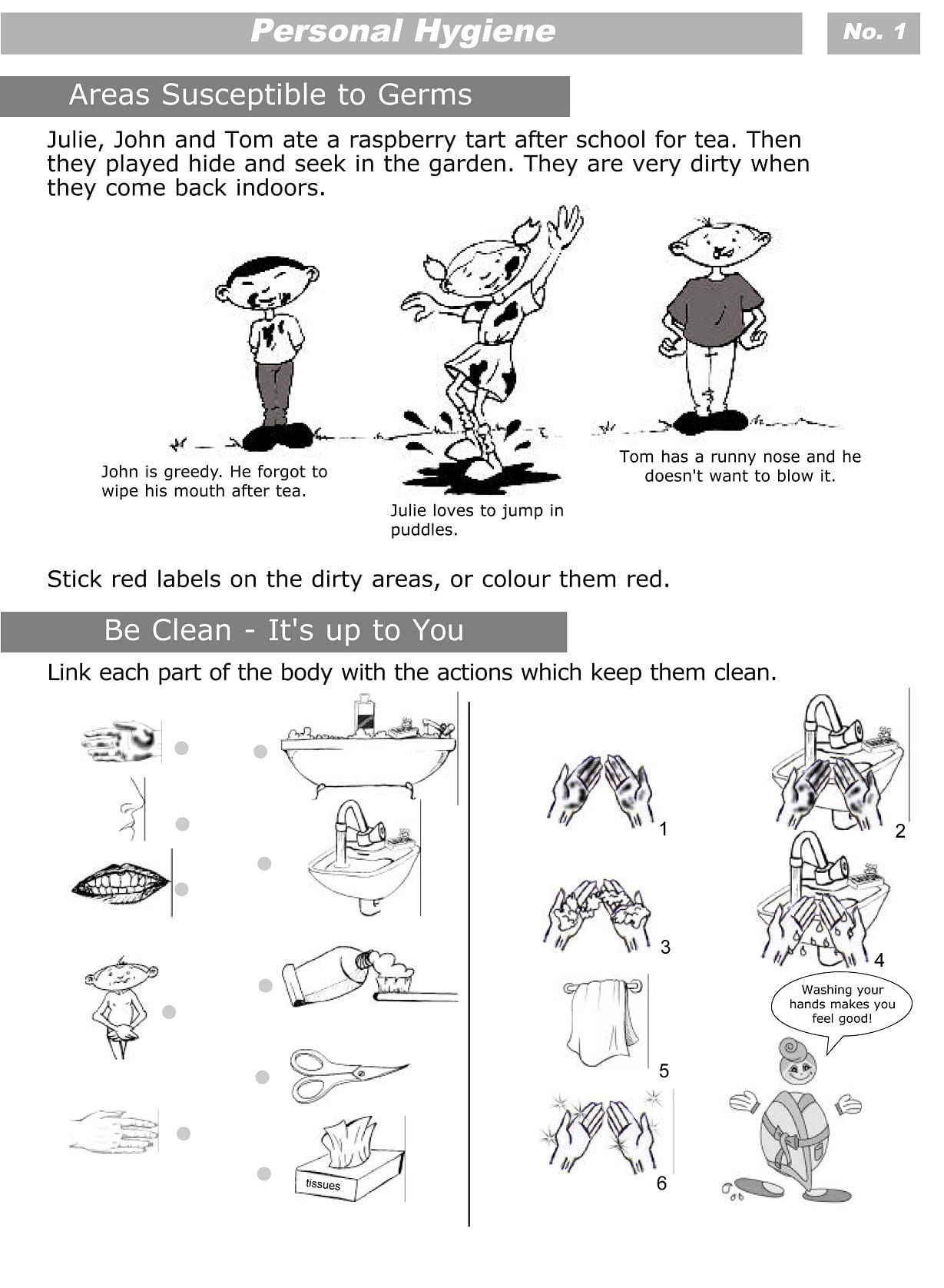 Personal Hygiene Worksheets For Kids Level 1  Personal Hygiene