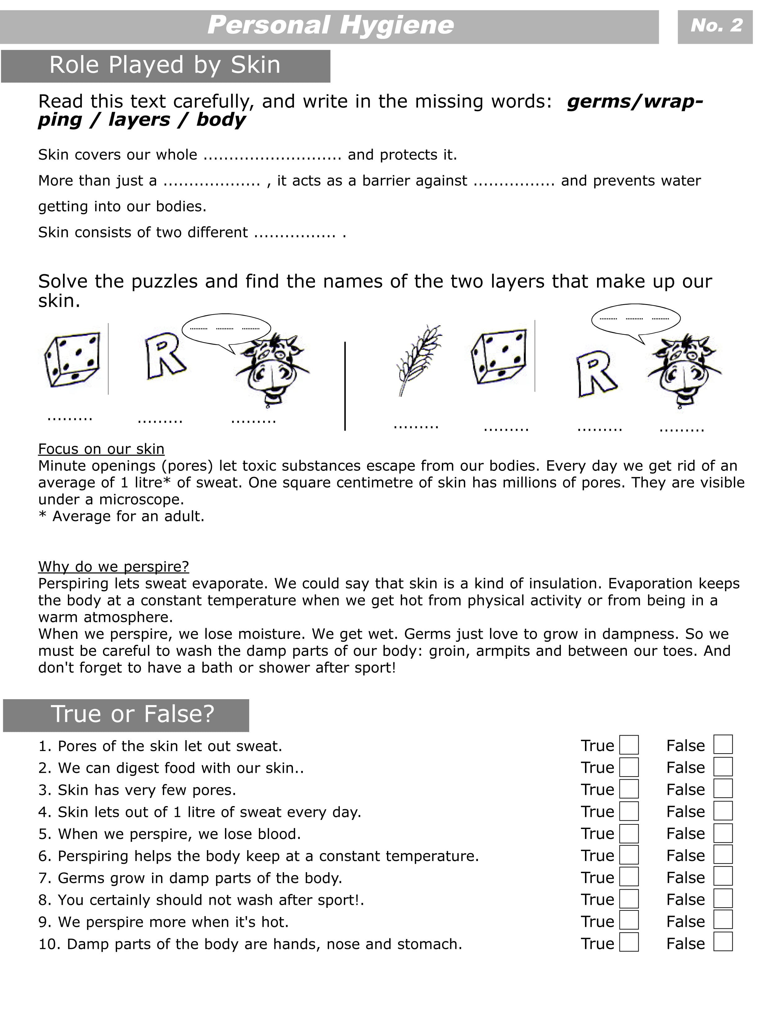Personal Hygiene Worksheets For Kids Level 2 2  Personal
