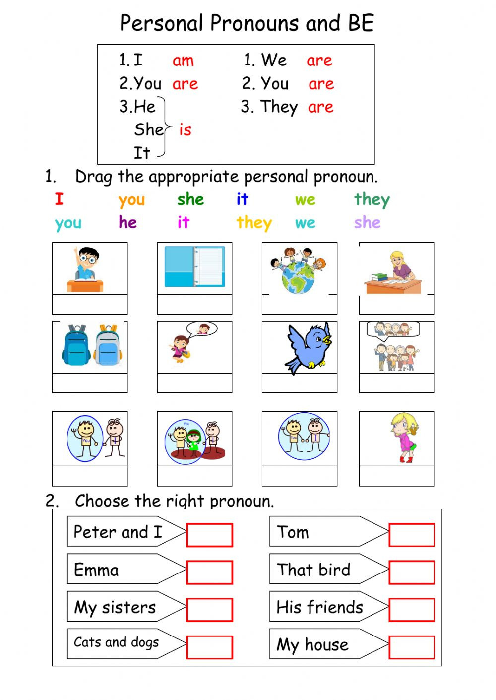 Personal Pronouns And Be  Interactive Worksheet