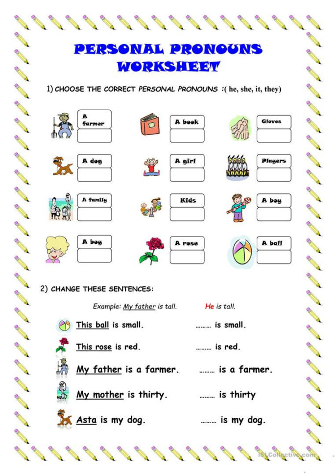 Personal Pronouns Worksheet  English Esl Worksheets