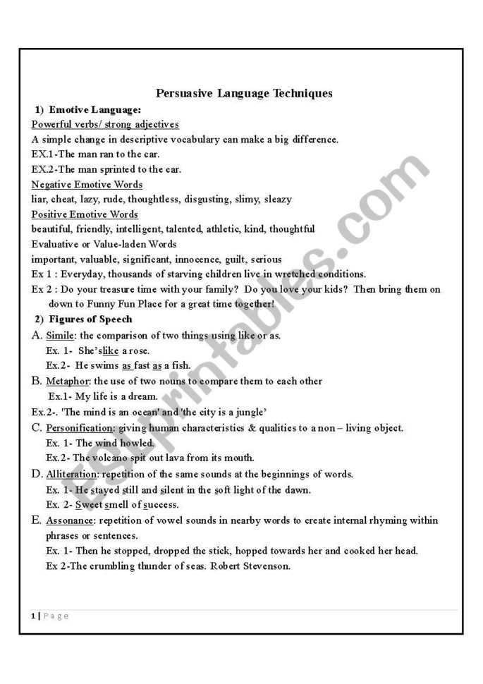 Persuasive Techniques  Esl Worksheethamdiali16283