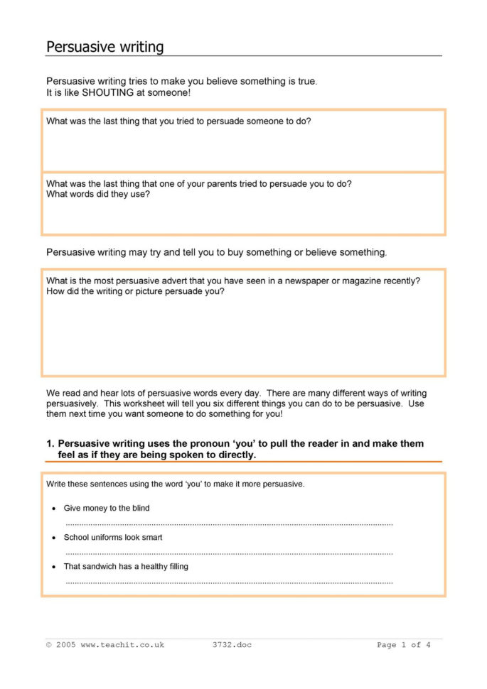 2nd Grade Persuasive Writing Worksheets