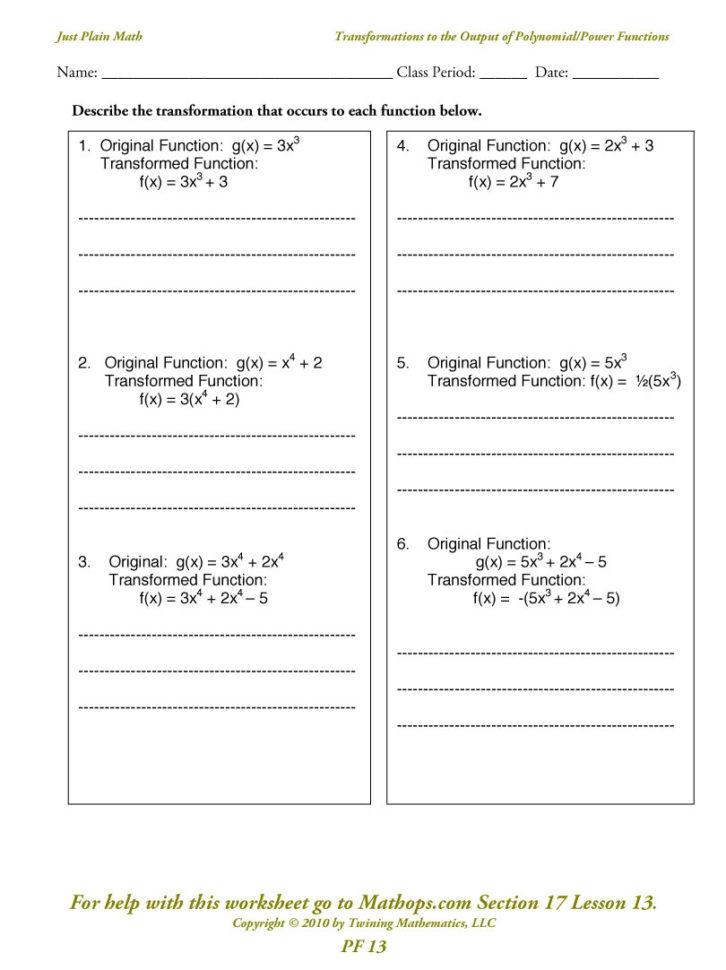 Pf 13 Graphs Transformations To Powerpolynomial Function