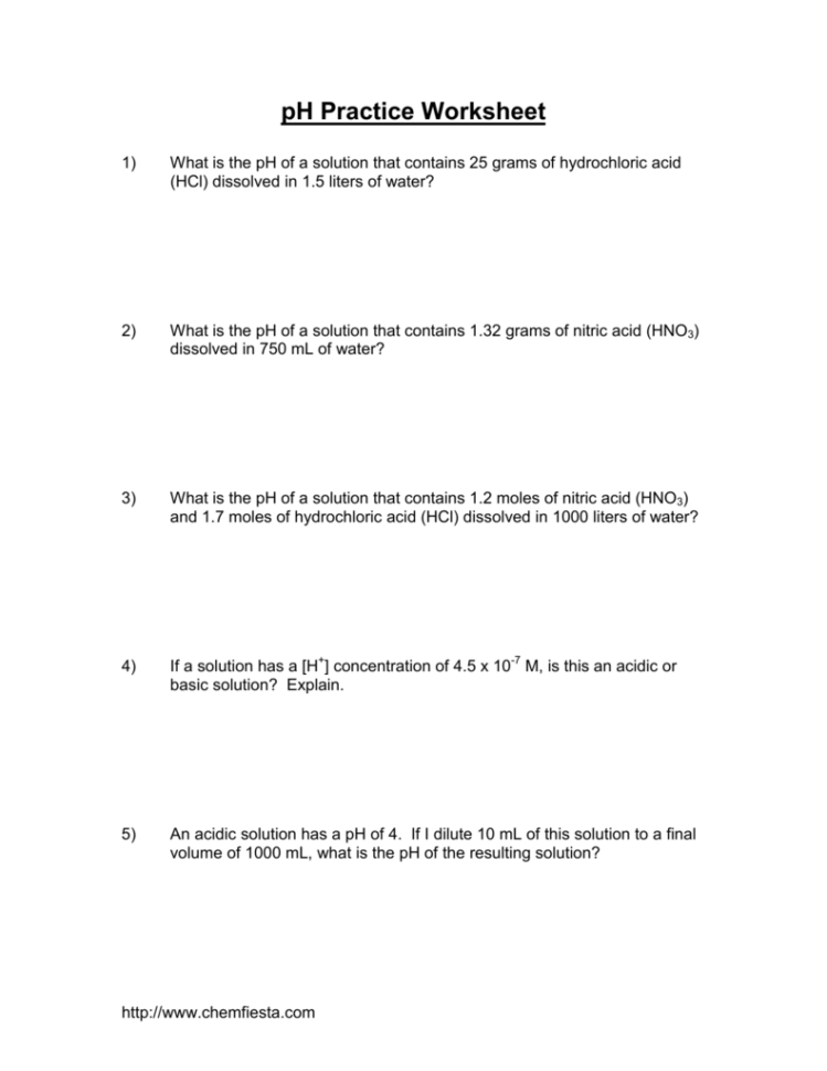Ph Practice Worksheet