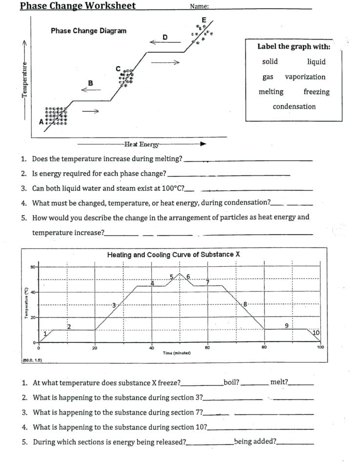 Phase Change Heat Phase Change Worksheet Cute Multiplication