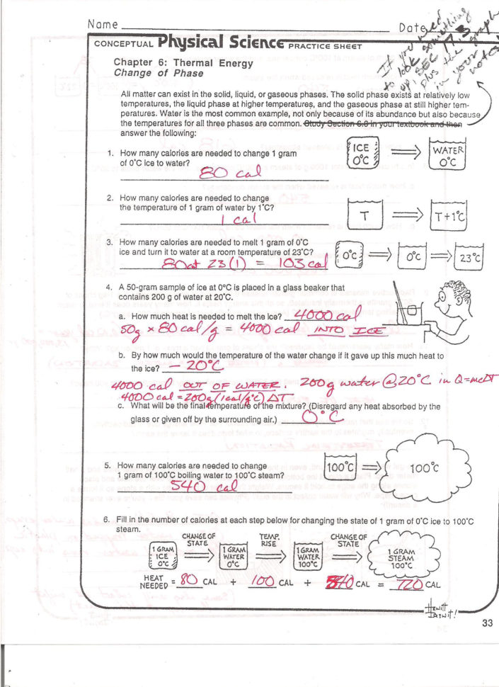 Phase Change Worksheet Answers Graphing Linear Equations