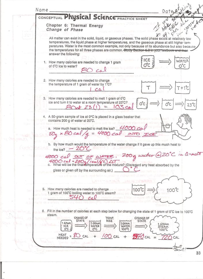 Phase Change Worksheet Answers Graphing Linear Equations