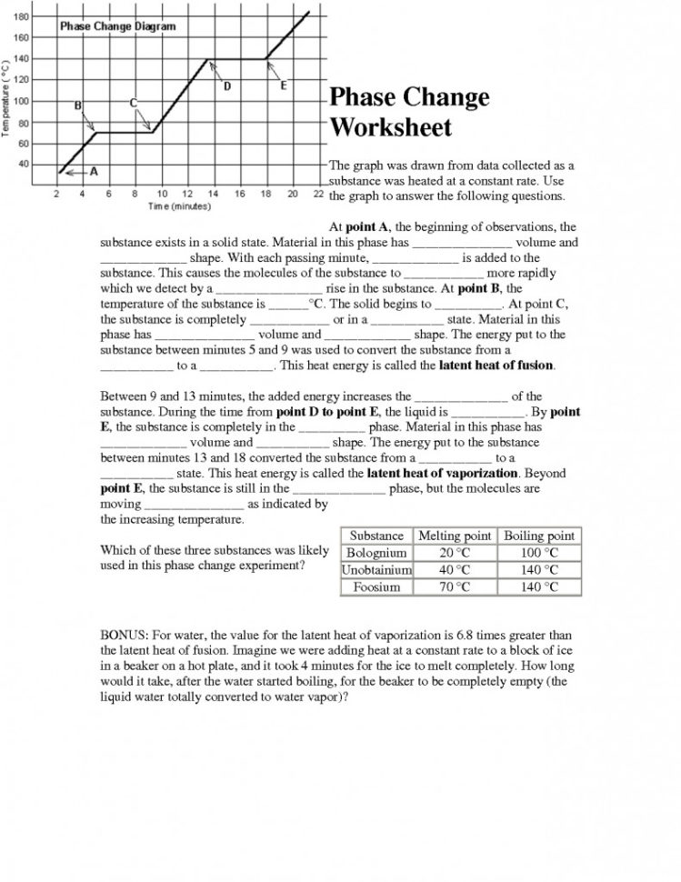 Phase Change Worksheet  Funresearcher