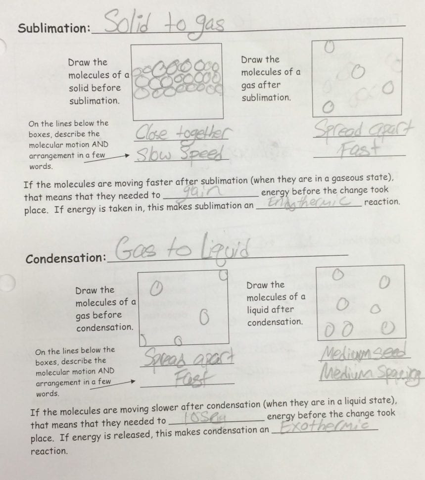 Phase Change Worksheets Answers Key