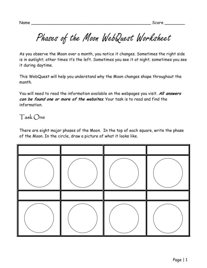 Phases Of The Moon Webquest Worksheet Wiley3Rdgrade Pages — db-excel.com