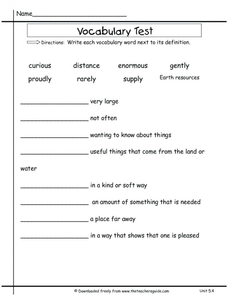 Phenomenal Printable Vocabulary Words For 2Nd Graders Word