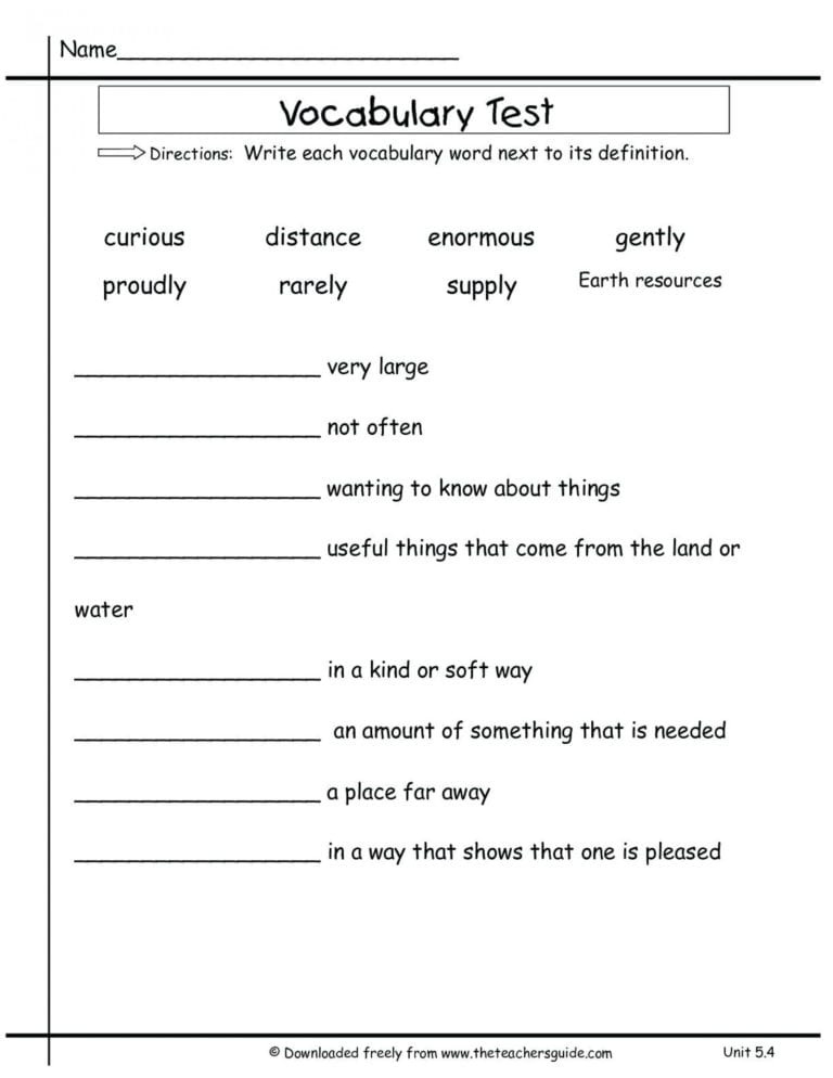 Good Vocabulary Words For 2nd Graders