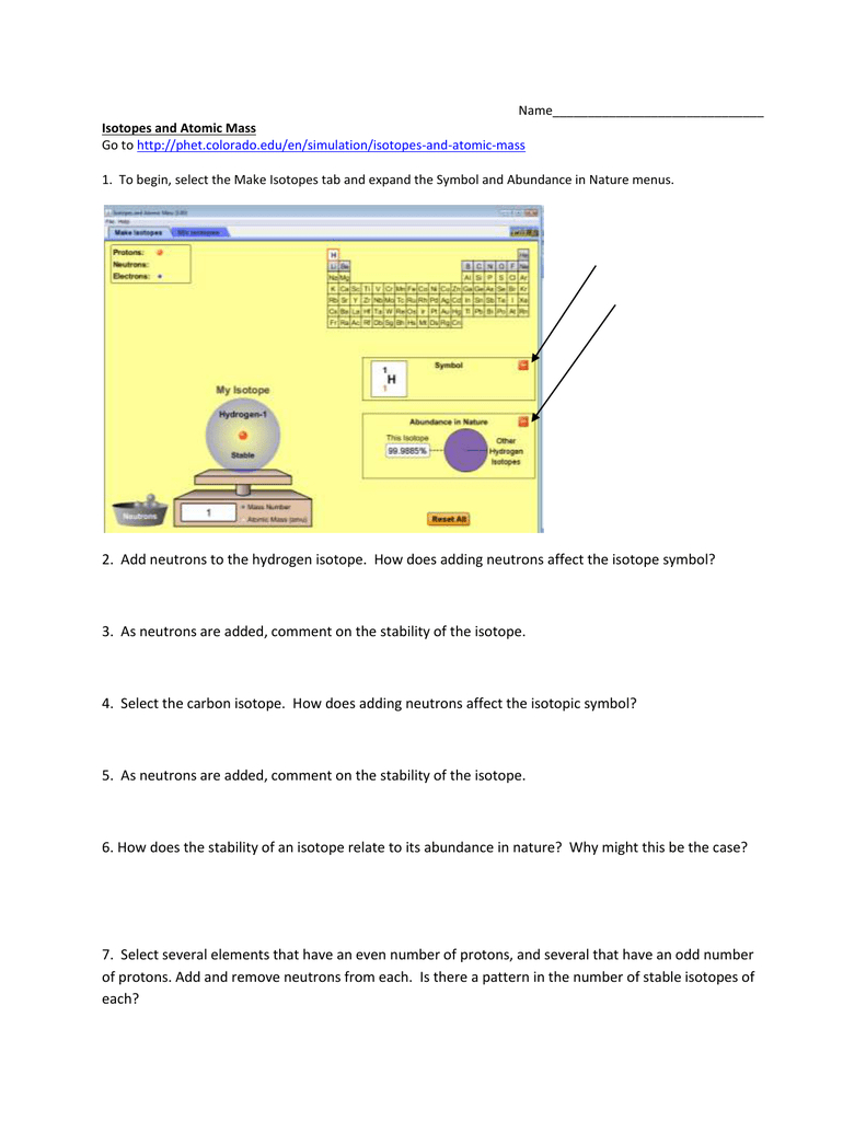 Phet Isotopes And Atomic Mass Worksheet Answers Db excel