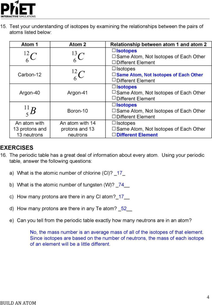 Phet Isotopes And Atomic Mass Worksheet Answer Key