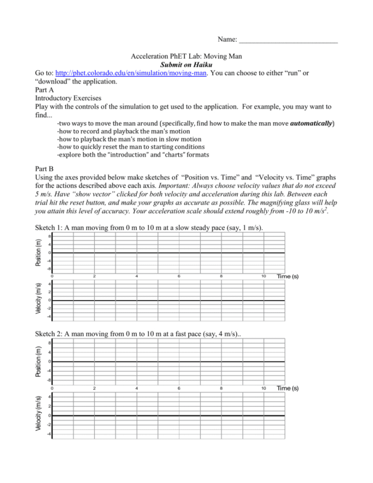 Motion Simulation The Moving Man Worksheet Answers