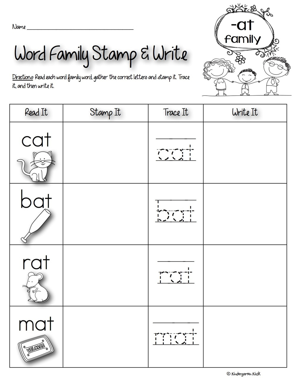 Phonics Prep Word Family Worksheets — Kindergarten Kiosk