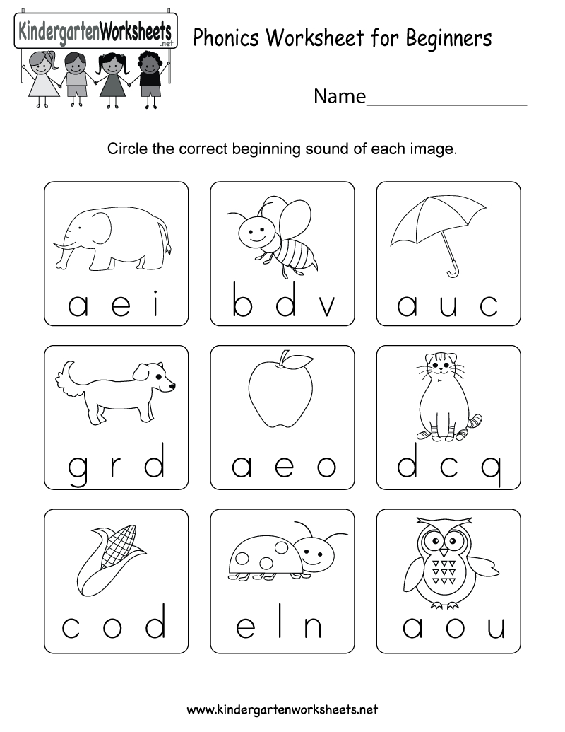 Phonics Worksheet For Beginners  Free Kindergarten English