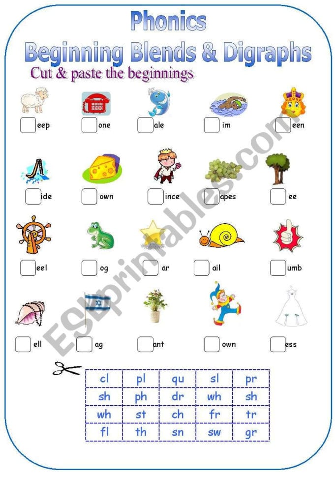 Phonicsbeginning Blends  Digraphs  Esl Worksheetanatoren