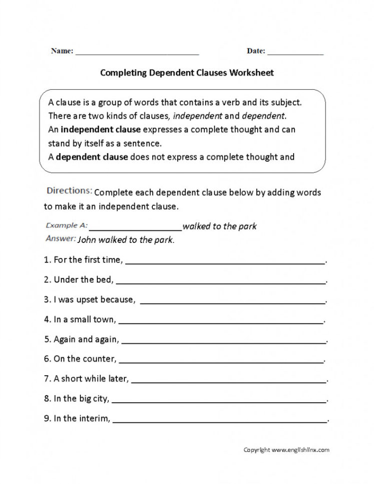 Phrases And Clauses Worksheets  Soccerphysicsonline