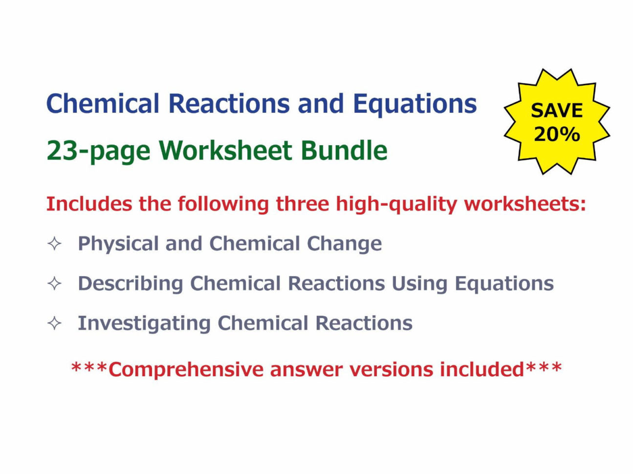 Physical And Chemical Change Worksheet