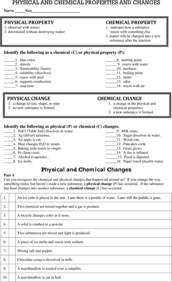 Physical And Chemical Properties And Changes  Pdf
