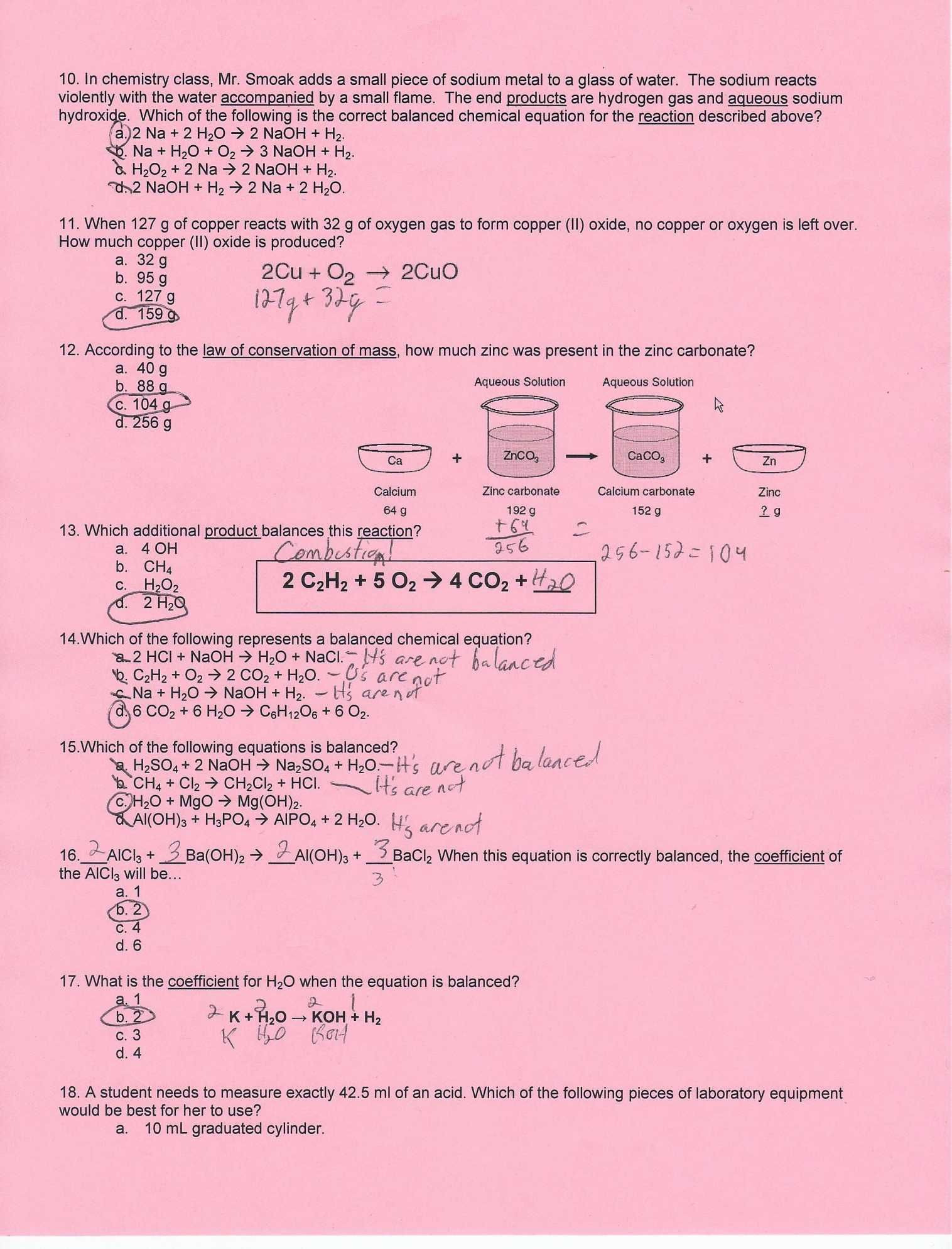 2 3 Chemical Properties Worksheet Answers Db excel