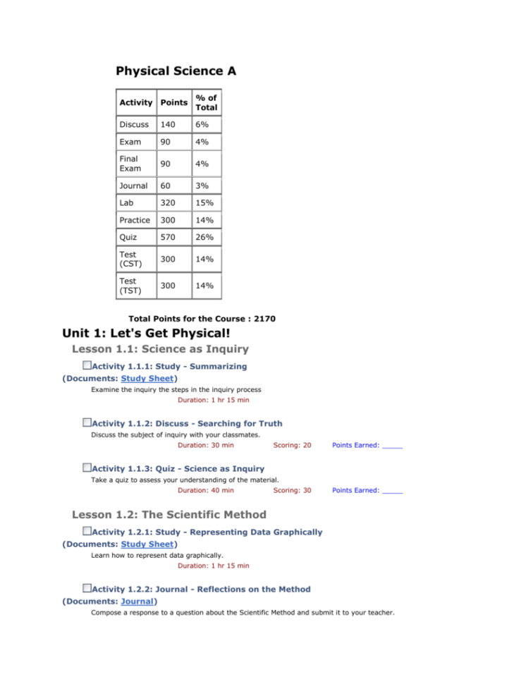 Physical Science A