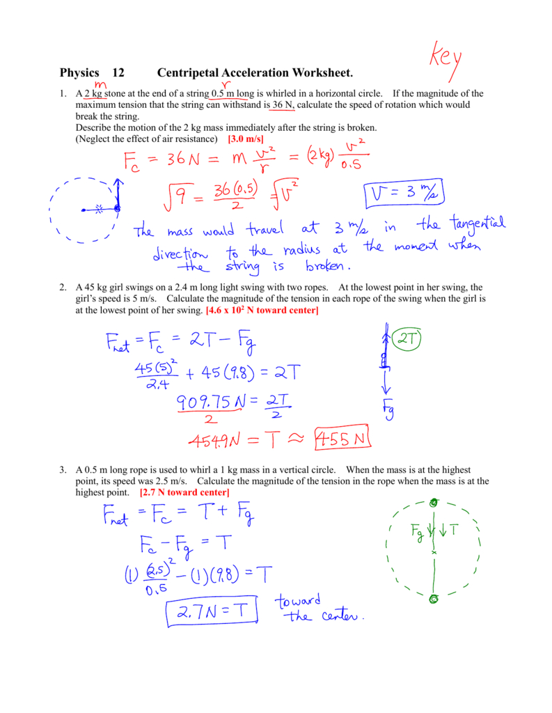 Centripetal Force Worksheet With Answers — db-excel.com
