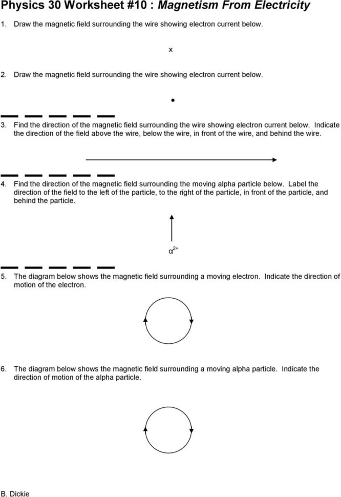 Physics 30 Worksheet 10  Magnetism From Electricity  Pdf