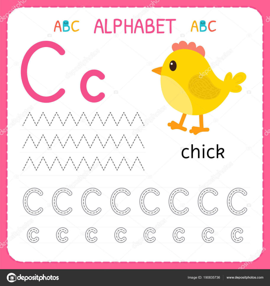 Pictures C For Kindergarten  Alphabet Tracing Worksheet