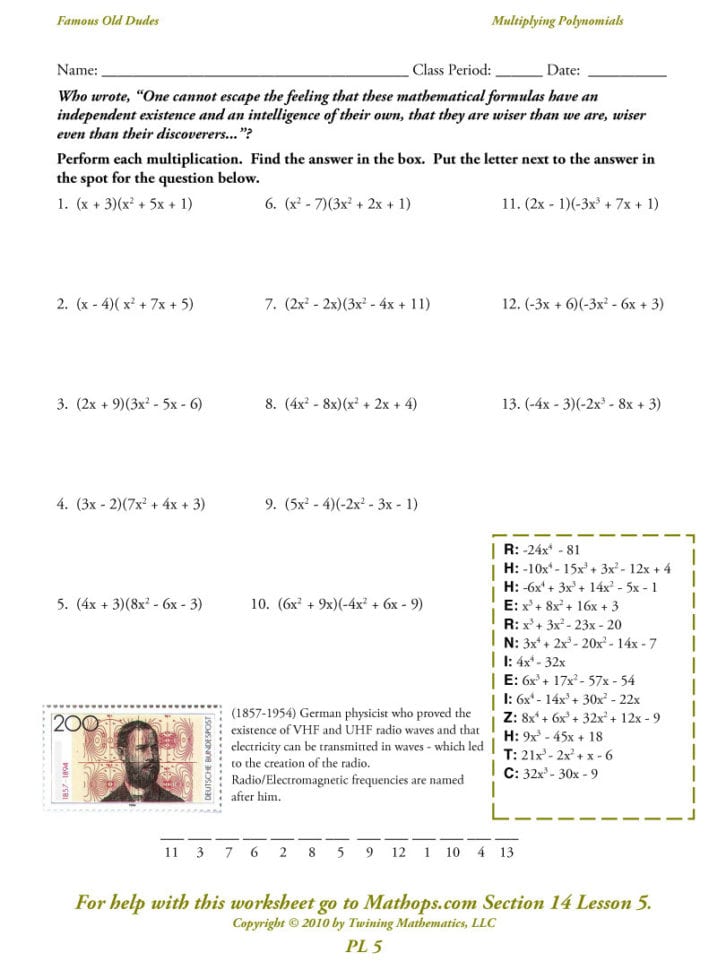 Multiplying Polynomials Worksheet — db-excel.com