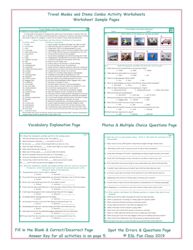 Places And Buildings Combo Activity Worksheets