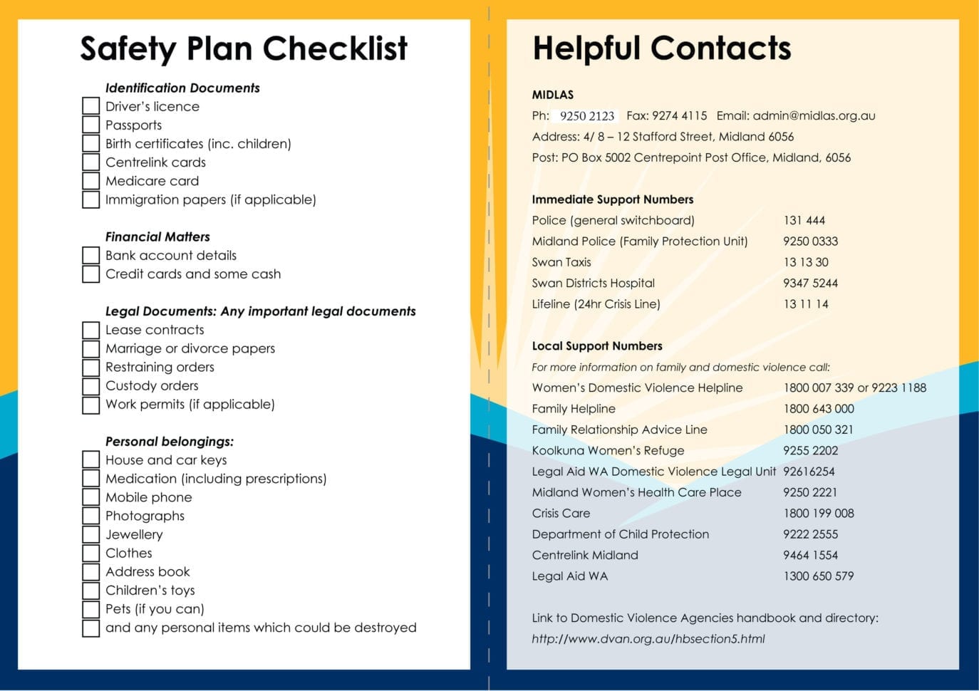 Plan Safety Business Leaving Domestic Violence Worksheet