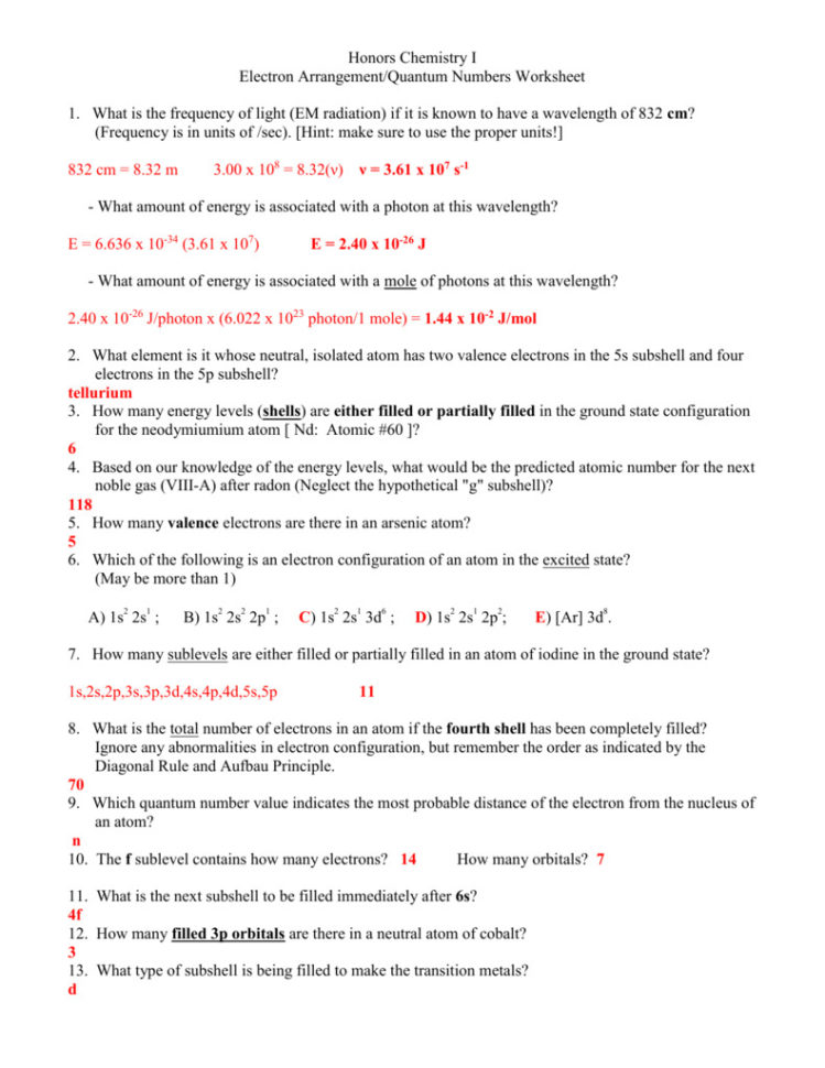 Planck's Equation Chem Worksheet 5 2 Answer Key Math