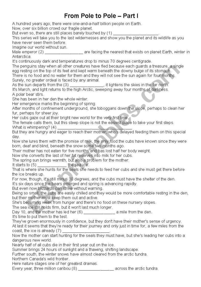 Planet Earth Series Cloze Exercise  Esl Worksheetjimgary