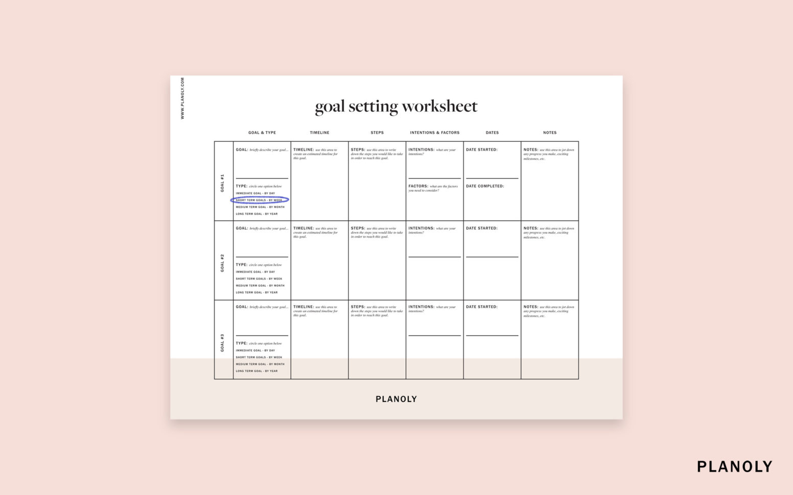 Planoly's Influencer Goal Setting Worksheet  Planoly
