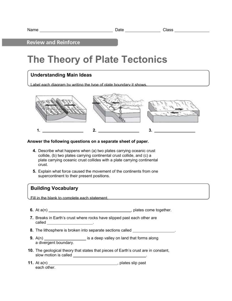 Plate Tectonics Worksheet  Term Paper Example