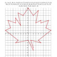 Plotting Coordinate Points Art  Red Maple Leaf A