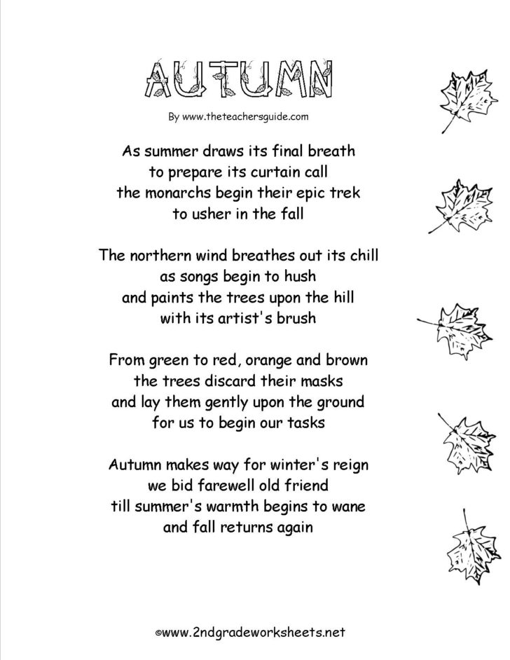 4Th Grade Poetry Worksheets