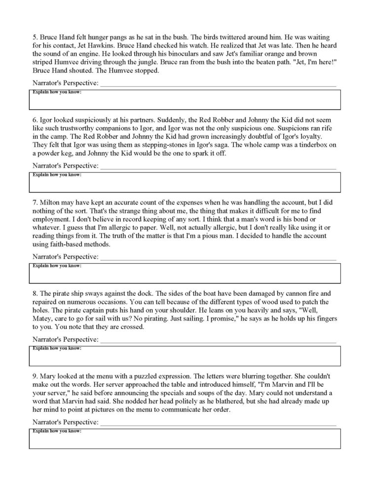 Point Of View Worksheet 12  Preview