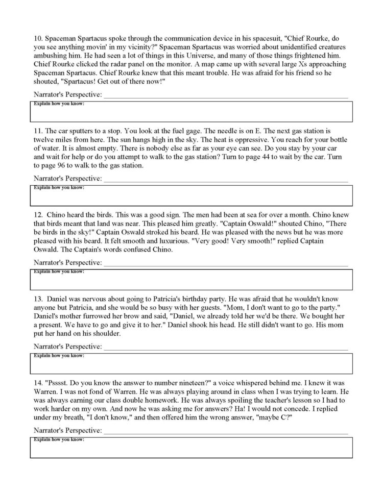Point Of View Worksheet 15  Preview