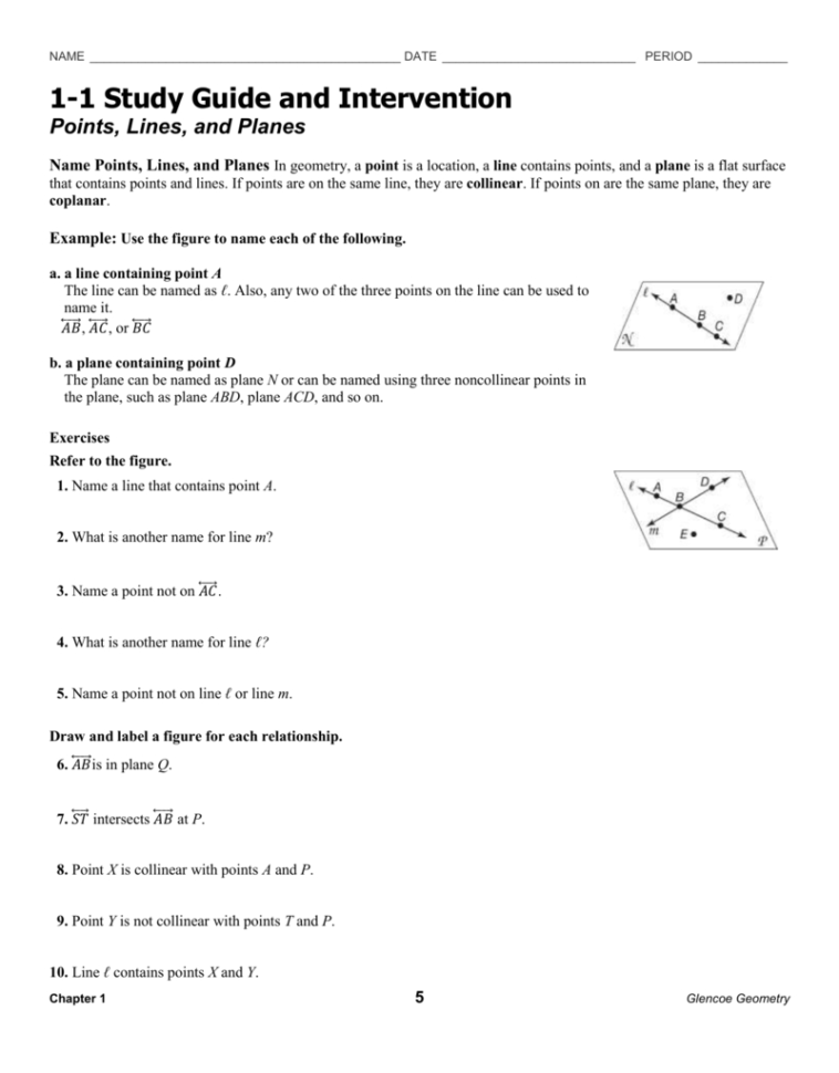 1 1 Points Lines And Planes Worksheet Answers — Db