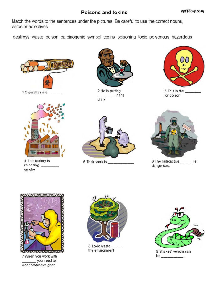 Poisonsvocabularyworksheet  Eslflow