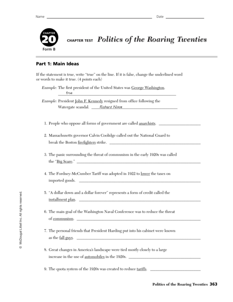 Politics Of The Roaring Twenties
