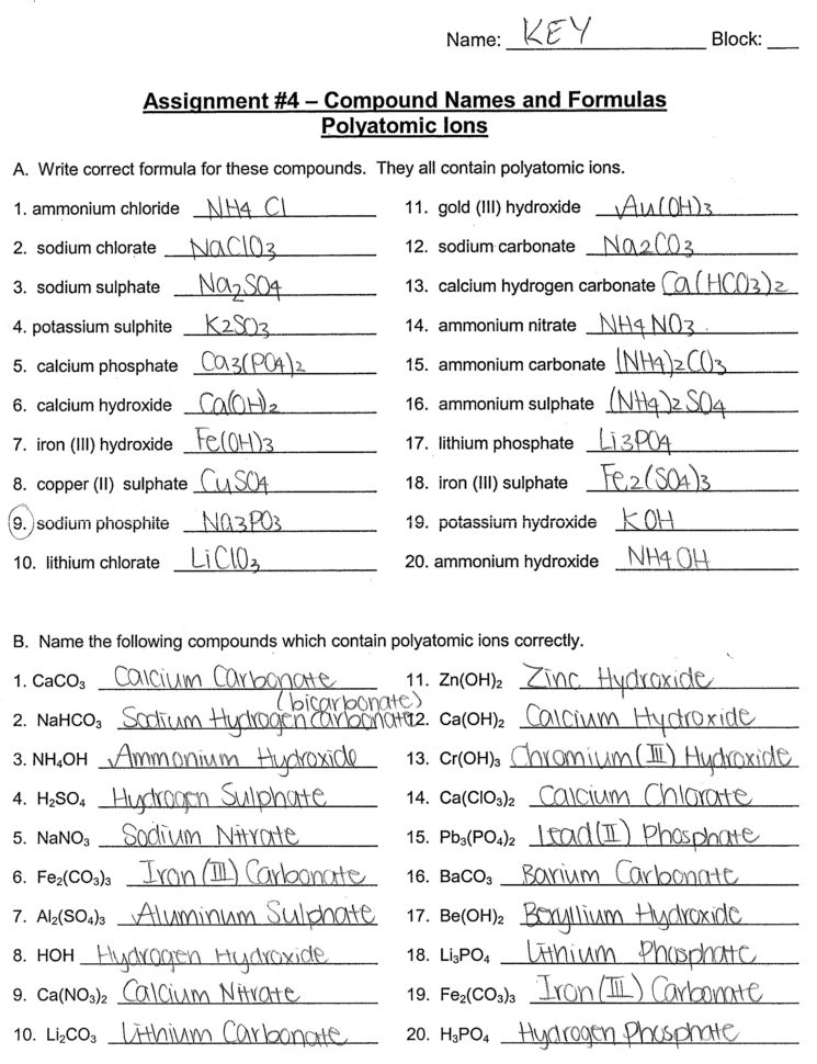 Polyatomic Ions Worksheet Time Worksheets Free