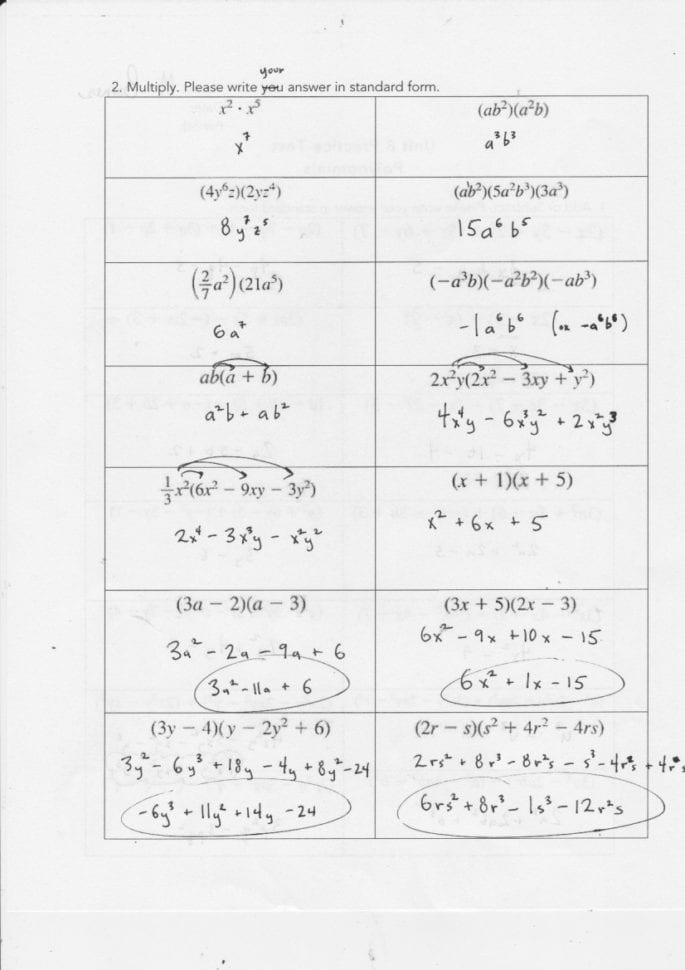 Polynomial Factoring Puzzle 1 Answer Key