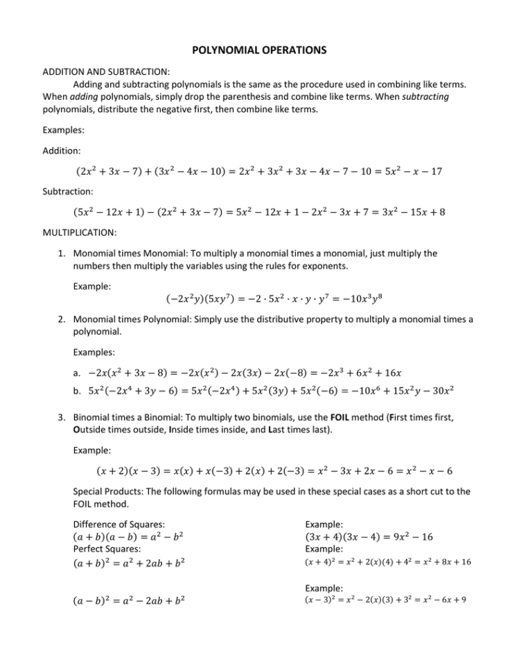 Polynomial Operations